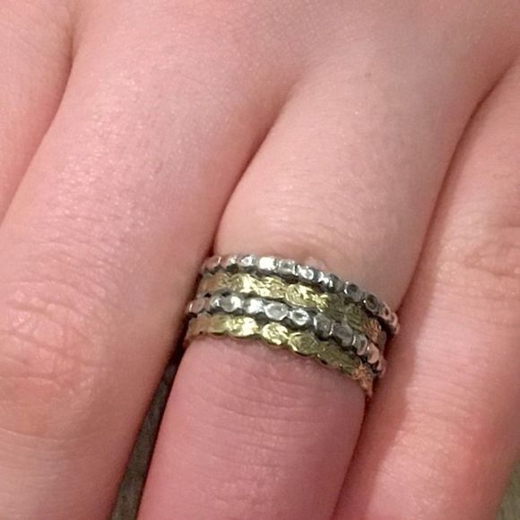 SILPADA Two Tone Sterling Silver Gold Tone Brass Stacked Ring Made In Israel - Picture 10 of 16